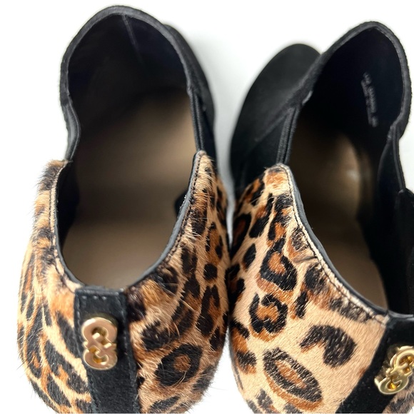 Cole Haan Raquel Suede & Calf-Hair Black and Leopard Print Heeled Ankle Bootie - Picture 8 of 10
